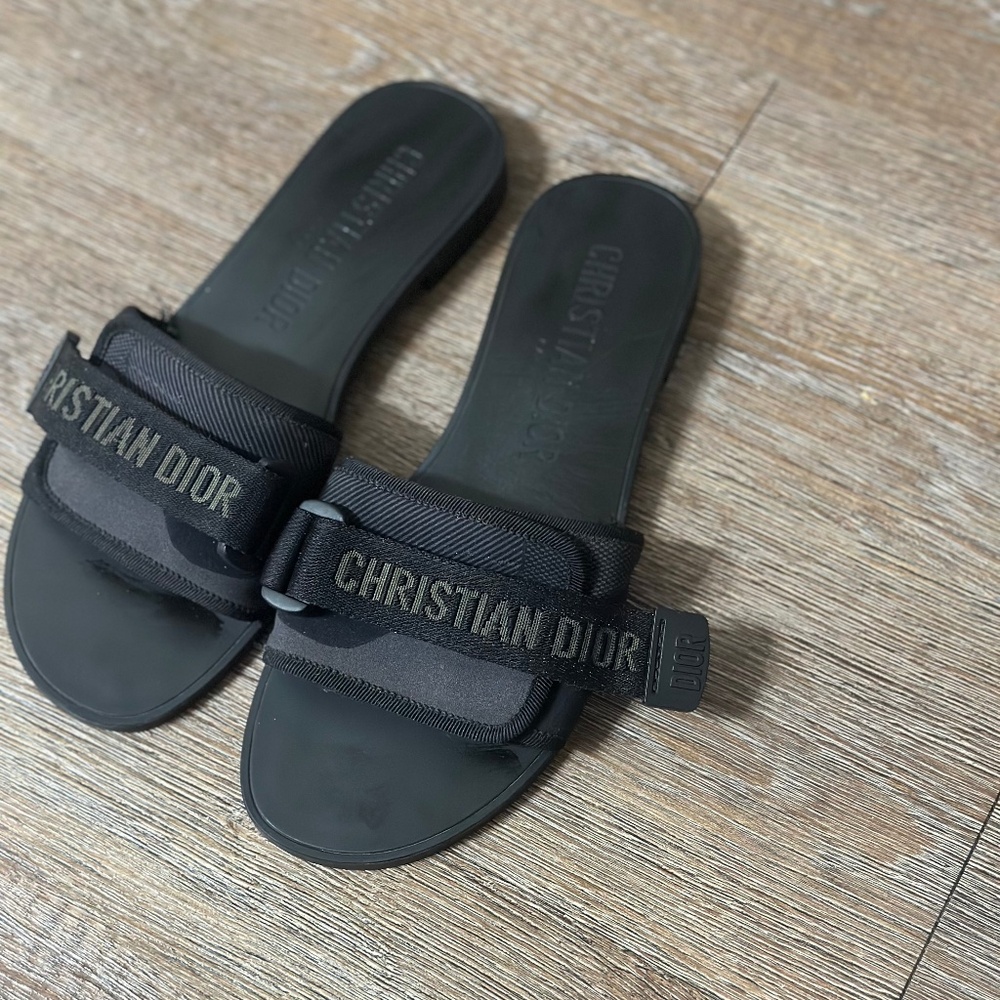 Christian Dior Black Slide Sandals